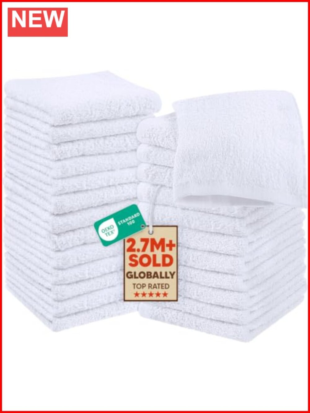 24 Pack 100% Cotton Washcloths 12x12 Inch Soft Absorbent